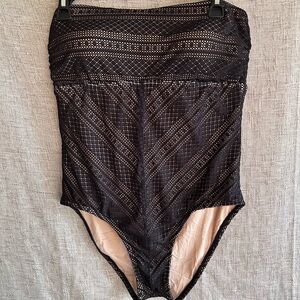 Luxe Alex Marie Lace Black Strapless One-Piece Swimsuit